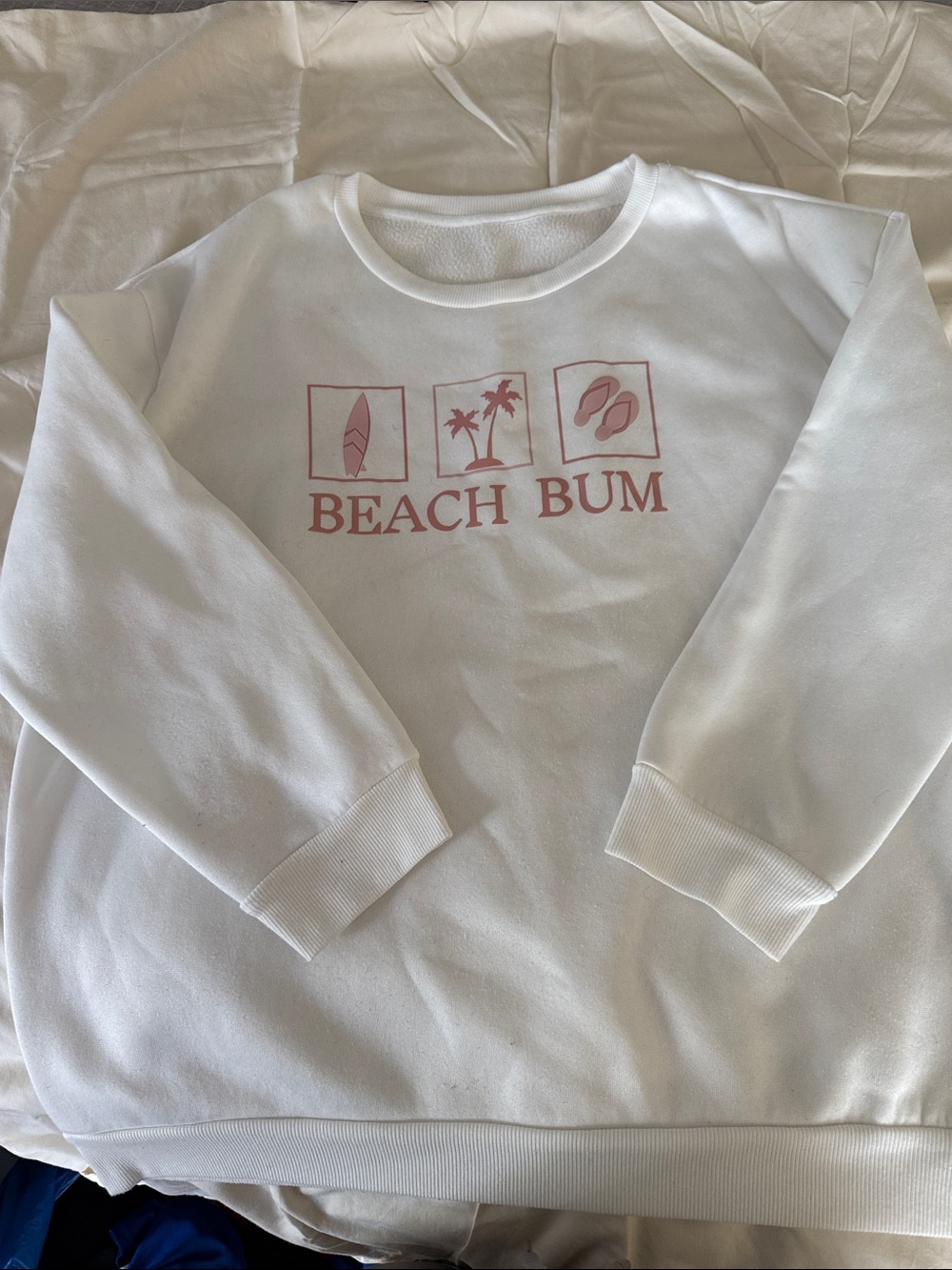 Beach Bum Graphic Sweatshirt - White with Pink Print